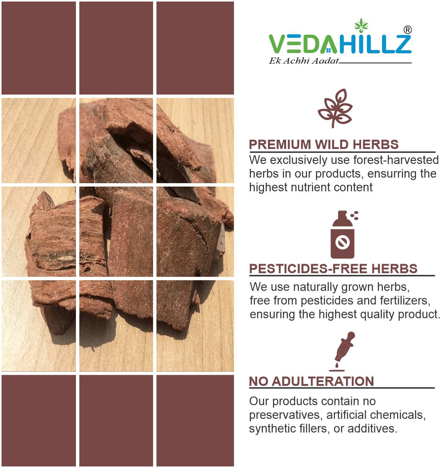 Vedahillz Arjuna Bark Powder Made from Natural Arjuna Tree Bark